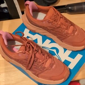 Hoka Terracotta Sneakers with Pink Highlights